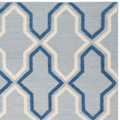 Area Rug, 9 x 12 ft, Hand-Woven Wool in Light Blue/Dark Blue