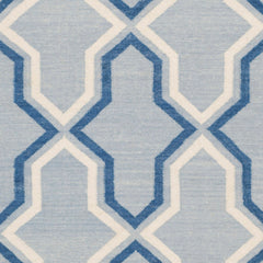 Area Rug, 9 x 12 ft, Hand-Woven Wool in Light Blue/Dark Blue