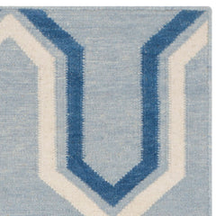 Area Rug, 9 x 12 ft, Hand-Woven Wool in Light Blue/Dark Blue