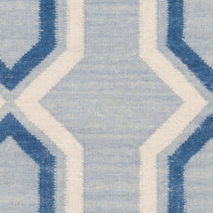 Area Rug, 9 x 12 ft, Hand-Woven Wool in Light Blue/Dark Blue