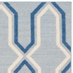 Area Rug, 9 x 12 ft, Hand-Woven Wool in Light Blue/Dark Blue