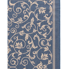 Area Rug, 9 x 12 ft in Blue/Natural Floral Pattern