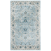 Area Rug, 9 x 12 ft in Blue Polypropylene with Oriental Pattern