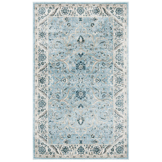 Area Rug, 9 x 12 ft in Blue Polypropylene with Oriental Pattern