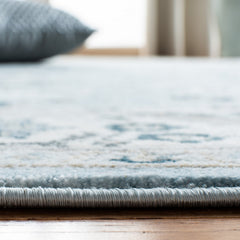 Area Rug, 9 x 12 ft in Blue Polypropylene with Oriental Pattern
