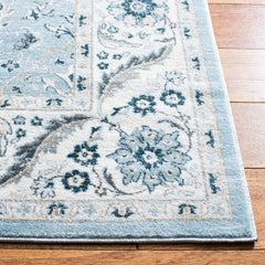 Area Rug, 9 x 12 ft in Blue Polypropylene with Oriental Pattern