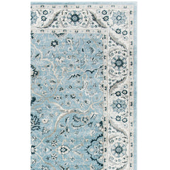 Area Rug, 9 x 12 ft in Blue Polypropylene with Oriental Pattern