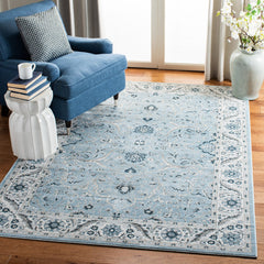 Area Rug, 9 x 12 ft in Blue Polypropylene with Oriental Pattern