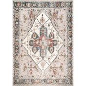 Area Rug, 9 x 12 ft, Ivory/Gray Polyester with Non-Slip Backing