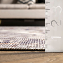 Area Rug, 9 x 12 ft, Ivory/Gray Polyester with Non-Slip Backing
