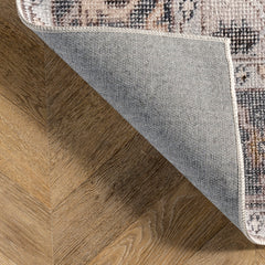 Area Rug, 9 x 12 ft, Ivory/Gray Polyester with Non-Slip Backing