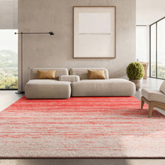 Area Rug, 9 x 12 ft, Orange and Gray Polypropylene