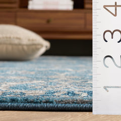 Area Rug, 9 x 12 Ft, Polypropylene in Blue and Beige