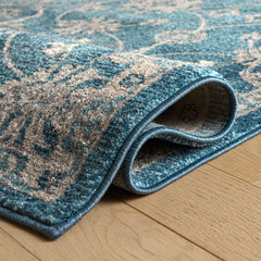 Area Rug, 9 x 12 Ft, Polypropylene in Blue and Beige