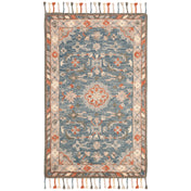 Area Rug, 9 x 12 ft with Blue and Rust Wool