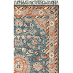 Area Rug, 9 x 12 ft with Blue and Rust Wool