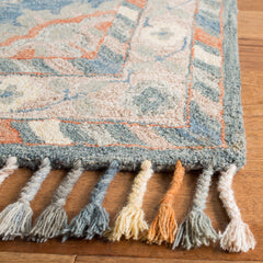 Area Rug, 9 x 12 ft with Blue and Rust Wool