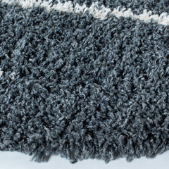 Area Rug, 9 x 12 ft with Dark Gray and Ivory Stripes