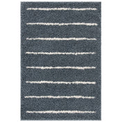 Area Rug, 9 x 12 ft with Dark Gray and Ivory Stripes