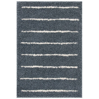 Area Rug, 9 x 12 ft with Dark Gray and Ivory Stripes