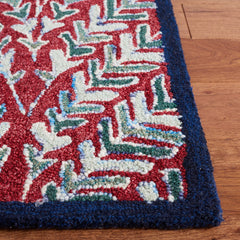 Area Rug, 9 x 12 ft Wool in Red and Green