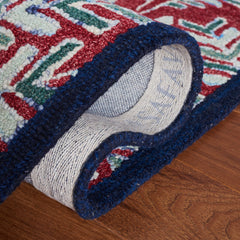 Area Rug, 9 x 12 ft Wool in Red and Green