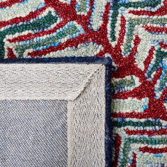 Area Rug, 9 x 12 ft Wool in Red and Green