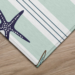 Area Rug, 9' x 12', Green and Blue Polyester with Geometric Pattern