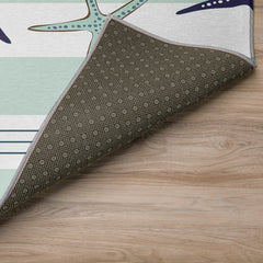 Area Rug, 9' x 12', Green and Blue Polyester with Geometric Pattern