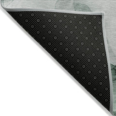Area Rug, 9' x 12', Green Polyester with Non-Slip Backing