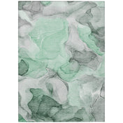 Area Rug, 9' x 12', Green Polyester with Non-Slip Backing