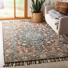 Area Rug, 9' x 12' Hand Tufted Wool in Charcoal/Light Brown