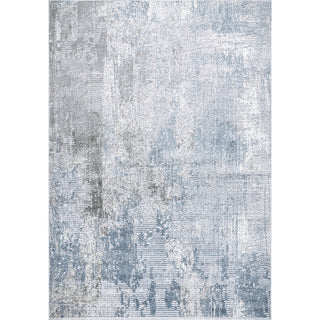 Area Rug, 9' x 12' in Blue Abstract Pattern
