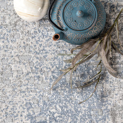 Area Rug, 9' x 12' in Blue Abstract Pattern