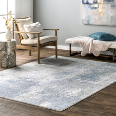 Area Rug, 9' x 12' in Blue Abstract Pattern