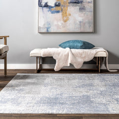 Area Rug, 9' x 12' in Blue Abstract Pattern