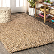 Area Rug, 9' x 12' in Natural with Handwoven Weave