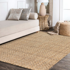 Area Rug, 9' x 12' in Natural with Handwoven Weave
