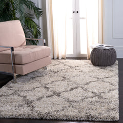 Area Rug, 9' x 12' Rectangle with Ivory and Gray Geometric Pattern