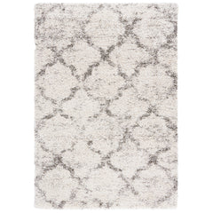 Area Rug, 9' x 12' Rectangle with Ivory and Gray Geometric Pattern