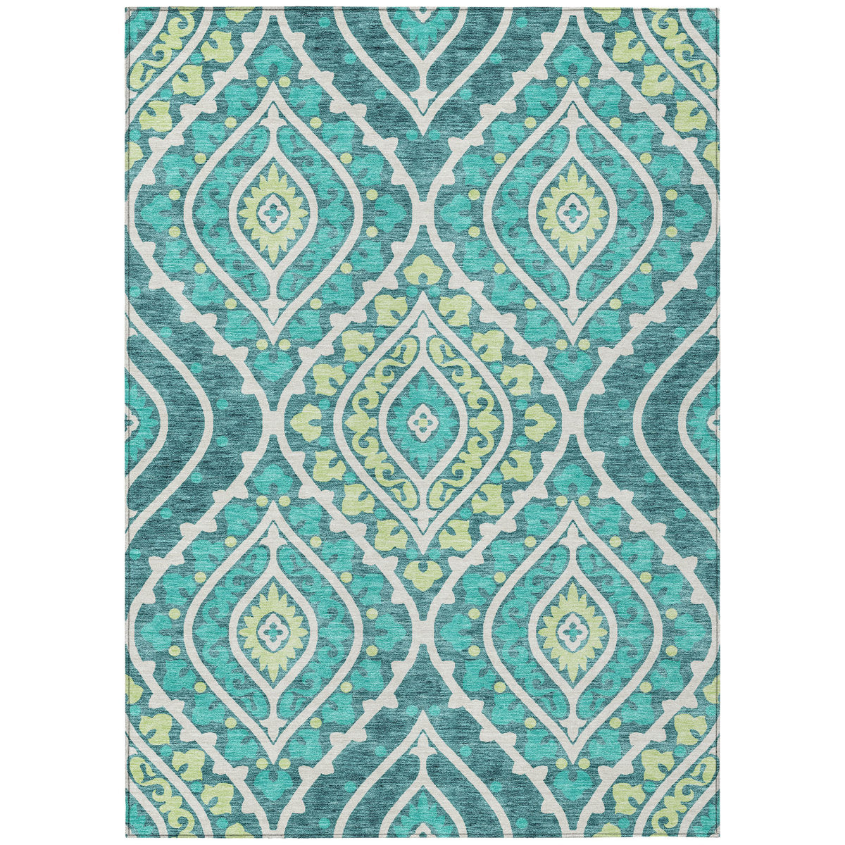 Area Rug, 9' x 12', Teal with Non-Slip Backing