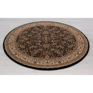 Area Rug, 94 Inch Round with Ivory, Green and Red