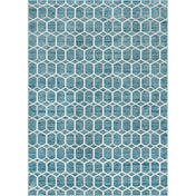 Area Rug, Blue Polypropylene with Geometric Pattern