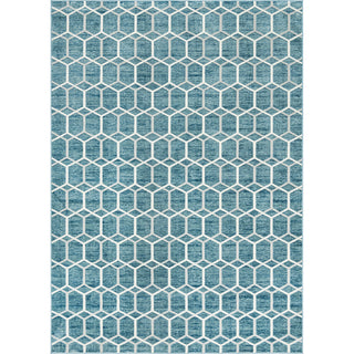 Area Rug, Blue Polypropylene with Geometric Pattern