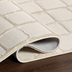Area Rug, Checkered Recycled Polyester in Beige