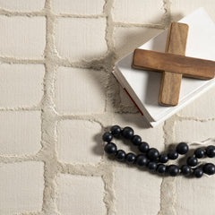 Area Rug, Checkered Recycled Polyester in Beige