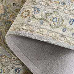 Area Rug, Cotton and Wool, Oriental Pattern in Blue and Ivory