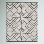 Area Rug, Geometric High-Pile in Beige and Charcoal Gray