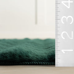 Area Rug, Green Checkered Polyester with Non-Slip Backing