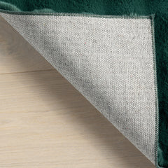 Area Rug, Green Checkered Polyester with Non-Slip Backing